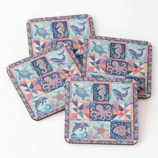 Item preview, Marine life patchwork pattern  designed and sold by Roxburylane.