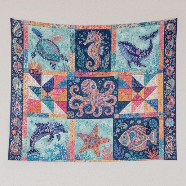 Item preview, Marine life patchwork pattern  designed and sold by Roxburylane.