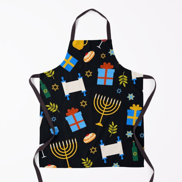 Aperçu de l'œuvre Motifs de Hanoukka : menorahs, cadeaux, rouleaux de la Torah et vin créée et vendue par DEC02.