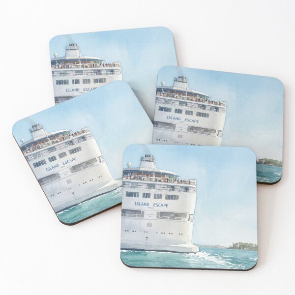 Item preview, Island Escape Ferry Stern in Watercolor Style —  Art Transformation from Real Photography by M.A.L.K designed and sold by M.ALK.Watercolor.