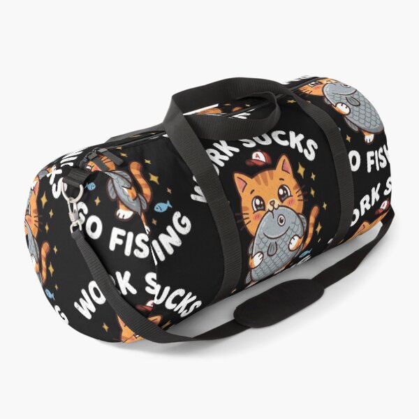Item preview,  Work Sucks Go Fishing Funny Cute Cat Angler Humor Retro designed and sold by AdyKurniawan.