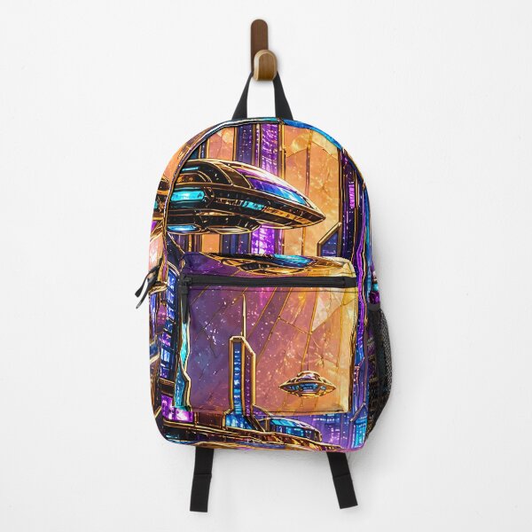 Item preview, Futuristic Cyberpunk City Stained Glass Art designed and sold by LuisWorks.