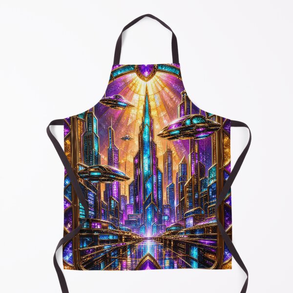 Item preview, Futuristic Cyberpunk City Stained Glass Art designed and sold by LuisWorks.