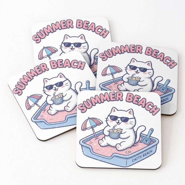 Item preview, Funny Cat Summer Beach Litter Box Vacation Parody Retro designed and sold by AdyKurniawan.
