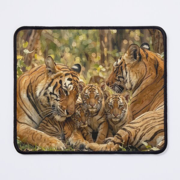 Item preview, Tiger Family Oil Painting designed and sold by Kirrindy Designs.