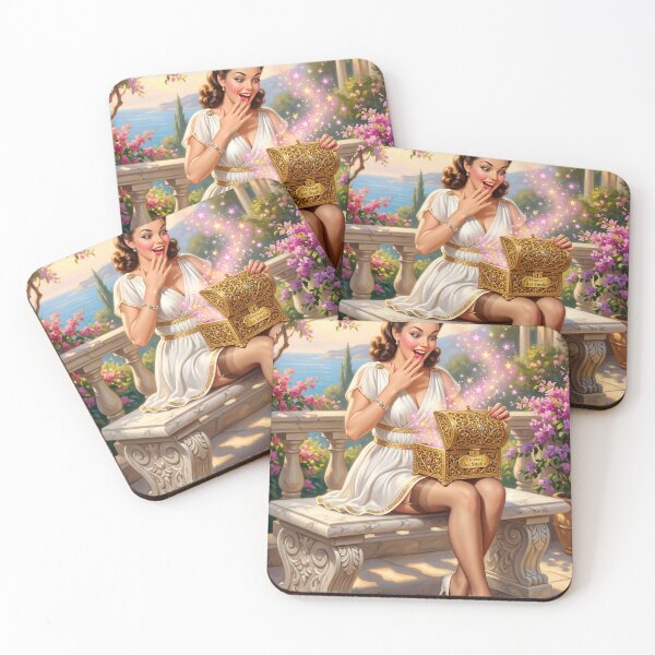 Item preview, Magical Pin-Up Girl Opening Treasure Chest Retro Art designed and sold by Vincent-68.