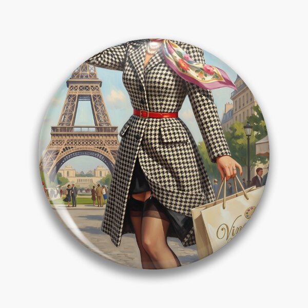 Item preview, Vintage Parisian Pinup Girl Eiffel Tower Street Scene designed and sold by Vincent-68.