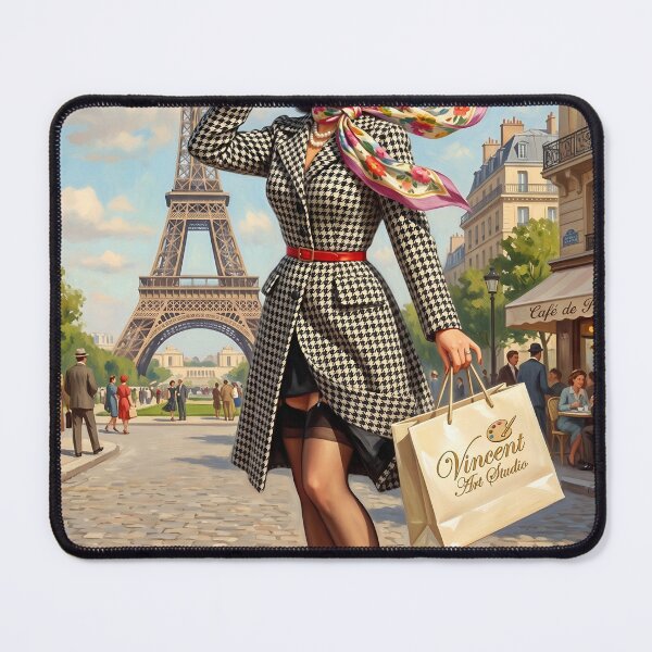 Item preview, Vintage Parisian Pinup Girl Eiffel Tower Street Scene designed and sold by Vincent-68.