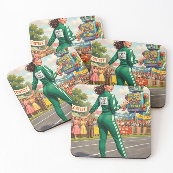Item preview, 1950s Pinup Girl and Retro Robot Festival Art designed and sold by Vincent-68.