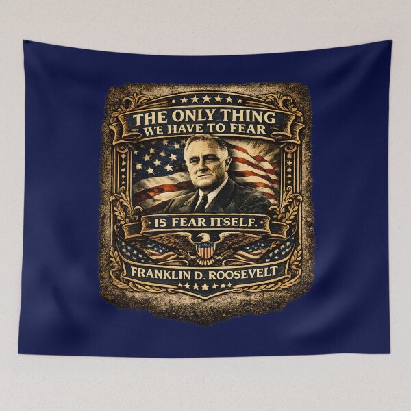 Item preview, Franklin D. Roosevelt Quote Poster | The Only Thing We Have to Fear Is Fear Itself FDR | Vintage Patriotic Art designed and sold by RockyLambda.
