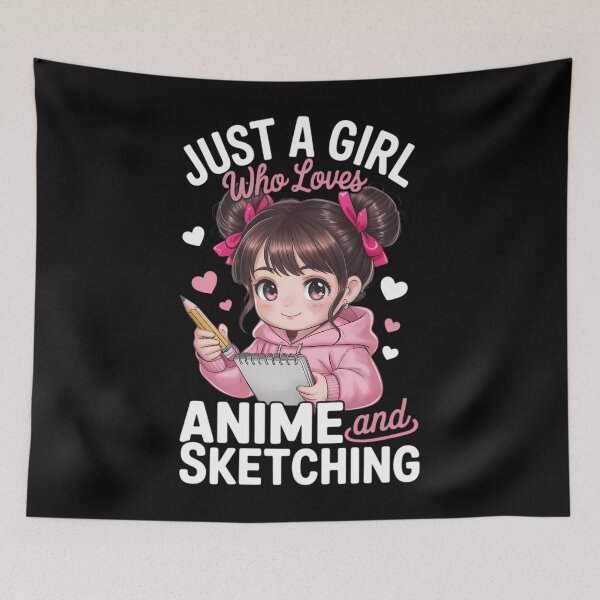 Item preview, Just A Girl Who Loves Anime and Sketching Afro Anime Merch designed and sold by SapfireStuArt.