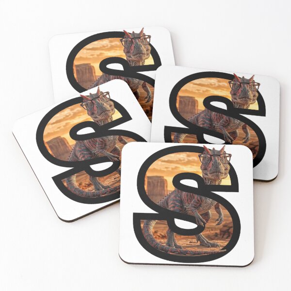 Item preview, Letter S Dinosaur wearing Glasses - Funny Nerd Carnotaurus Monogram designed and sold by mackyartsstudio.