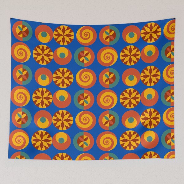 Item preview, Seventies shapes with a modern blue designed and sold by BritishDelights.