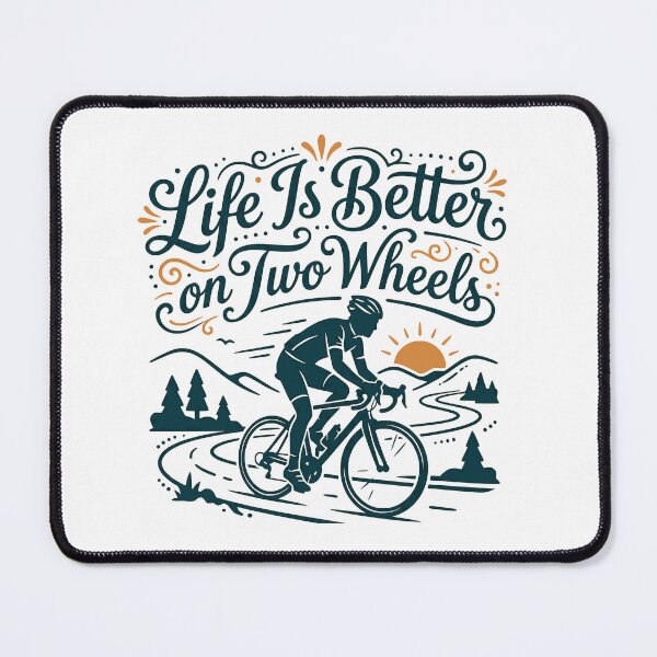 Item preview, Life Is Better On Two Wheels, Retro Cyclist Sunrise Illustration designed and sold by Sekla-Studio.