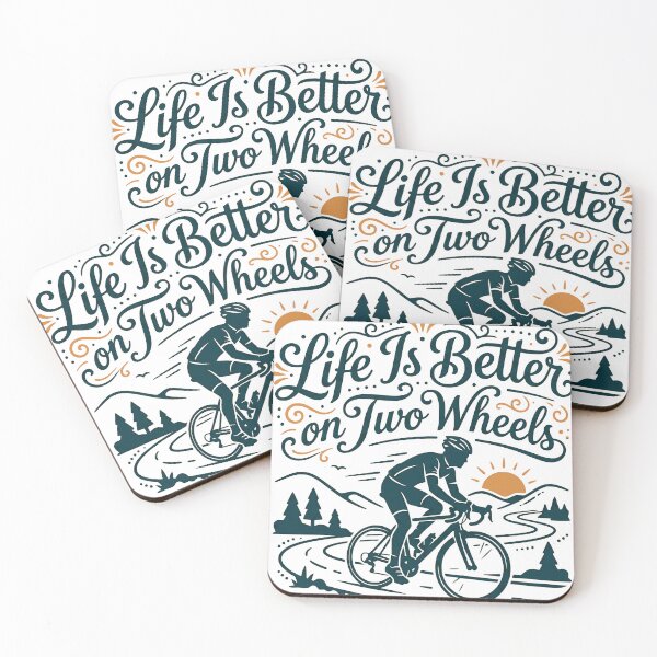 Item preview, Life Is Better On Two Wheels, Retro Cyclist Sunrise Illustration designed and sold by Sekla-Studio.