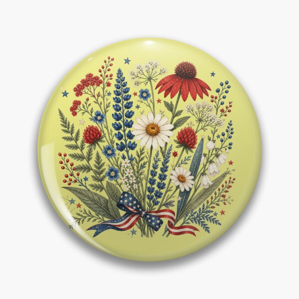 Item preview, Floral 4th of July, Patriotic, Wildflower, Red White Blue, USA designed and sold by PastelWingg.