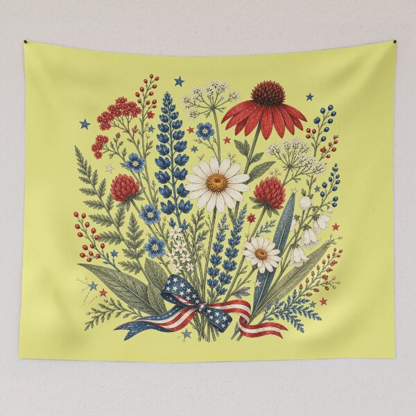 Item preview, Floral 4th of July, Patriotic, Wildflower, Red White Blue, USA designed and sold by PastelWingg.