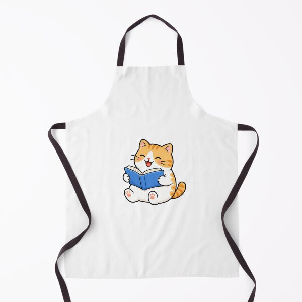 Item preview, Cute Orange Cat Reading Blue Book Kawaii Ginger Kitty Studying Illustration designed and sold by NoopnyangStudio.