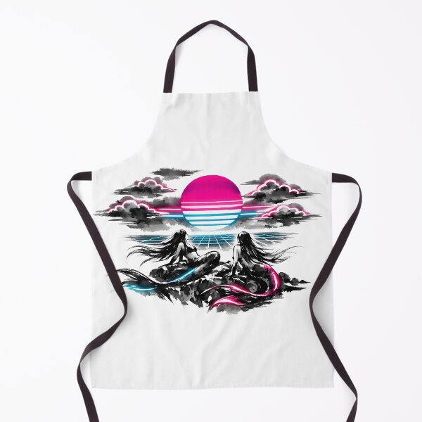Item preview, Synthwave Mermaids Ink Wash designed and sold by KungPowUnicorn.