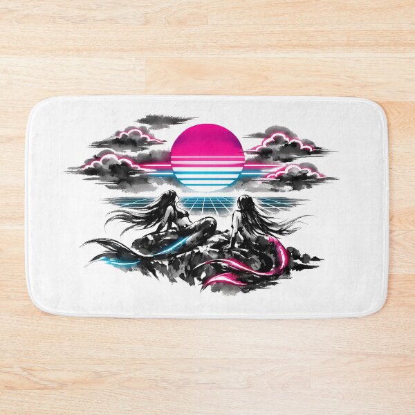 Item preview, Synthwave Mermaids Ink Wash designed and sold by KungPowUnicorn.