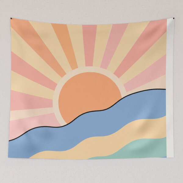 Item preview, Pastel Sunrise Waves | Minimalist Retro Abstract Aesthetic Design designed and sold by Creavanessa0321.