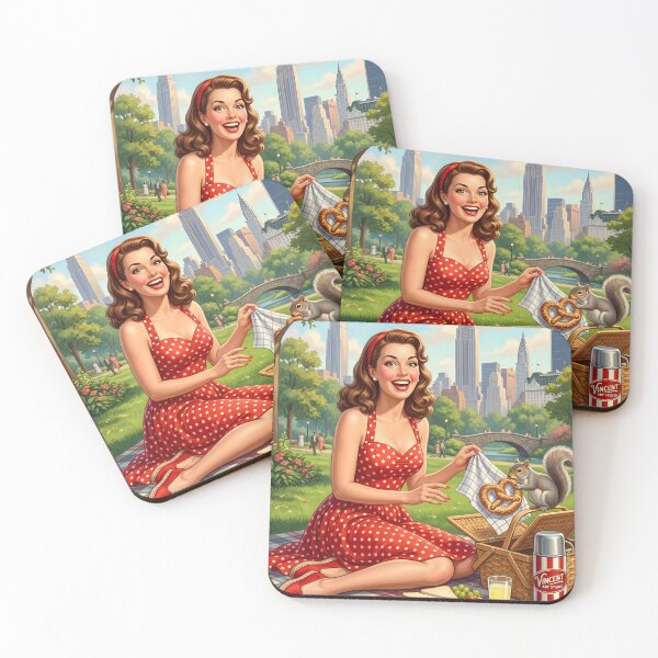 Item preview, Vintage 1950s NYC Central Park Picnic Art designed and sold by Vincent-68.