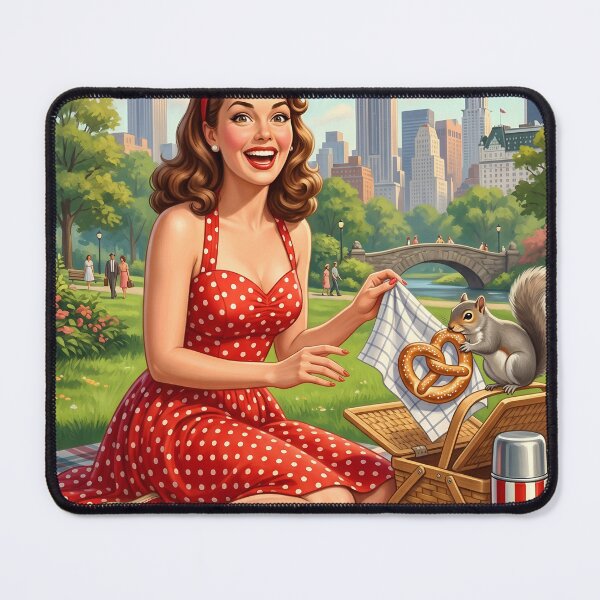 Item preview, Vintage 1950s NYC Central Park Picnic Art designed and sold by Vincent-68.