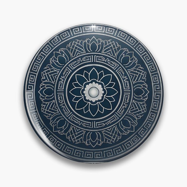Item preview, Deep Ocean & Silver Mandala | Seamless Traditional Korean Dancheong Pattern designed and sold by SOOstudio73.