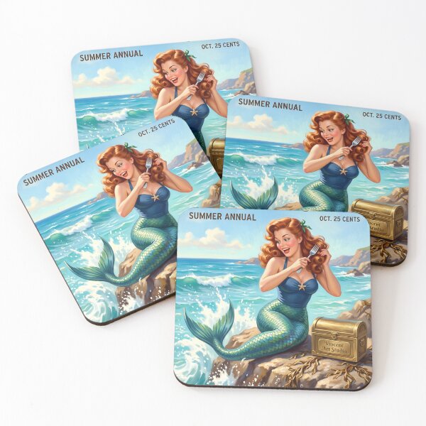 Item preview, Vintage Mermaid Beach Pinup Retro Poster Art designed and sold by Vincent-68.