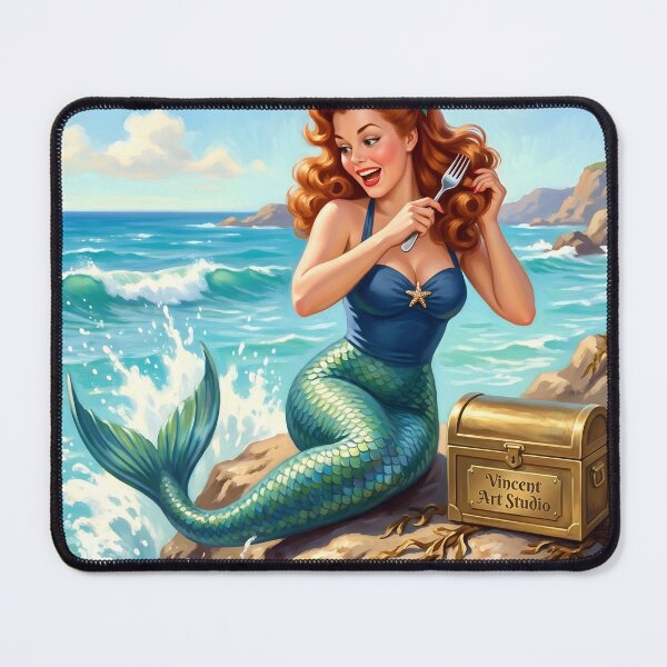 Item preview, Vintage Mermaid Beach Pinup Retro Poster Art designed and sold by Vincent-68.