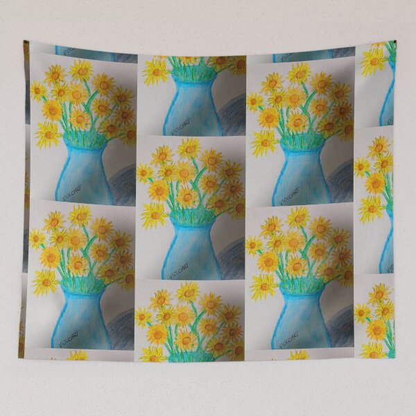 Item preview, Summer flowers in a blue vase. designed and sold by ViolciArt.