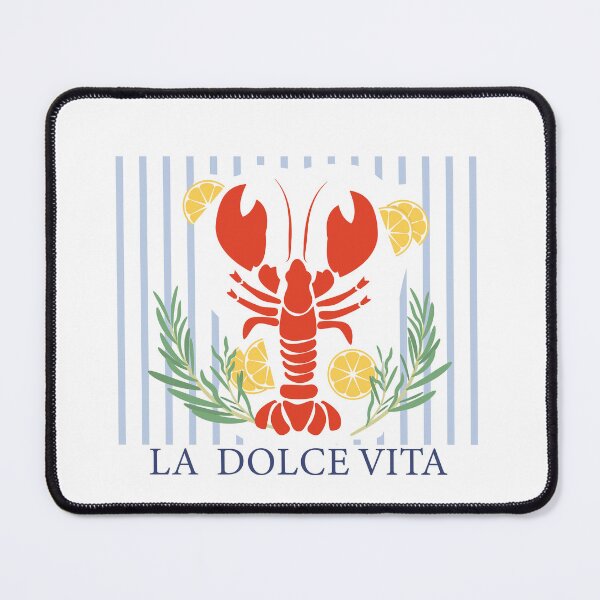 Item preview, Fresh lobster on a blue striped background. Posters for kitchens and cafes. designed and sold by Natalia4321.