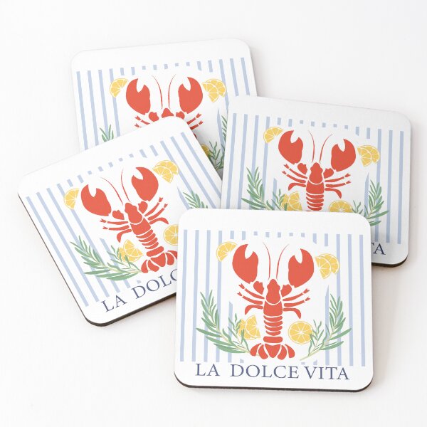Item preview, Fresh lobster on a blue striped background. Posters for kitchens and cafes. designed and sold by Natalia4321.