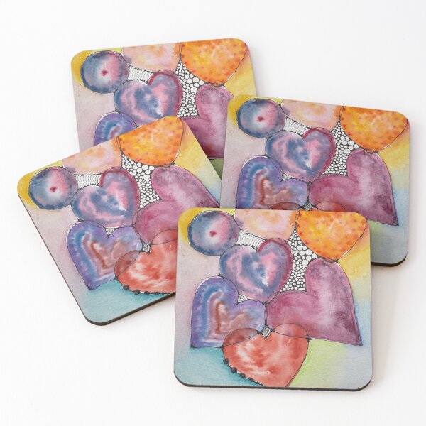 Item preview, Watercolor Hearts with Neurographic Doodles designed and sold by SMS-Art4U.