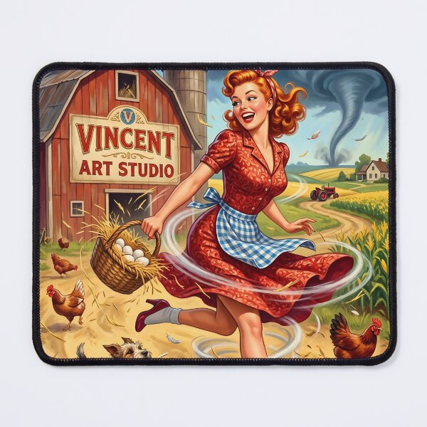 Item preview, Vintage Farm Girl Tornado Pinup Poster designed and sold by Vincent-68.