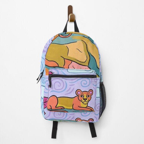 Item preview, Whimsical Cougar on Sunlit Mountain Ridge – Colorful Naive Art Illustration designed and sold by BLUESKY11a.