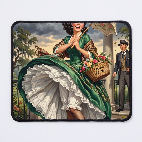 Item preview, Vintage Southern Belle Garden Romance Art Print designed and sold by Vincent-68.