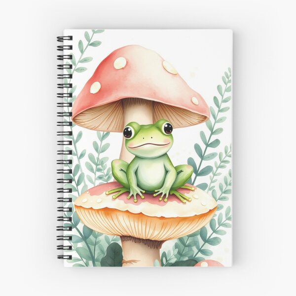 Item preview, Cute Green Frog Between Watercolor Mushrooms designed and sold by Vida e Arte.