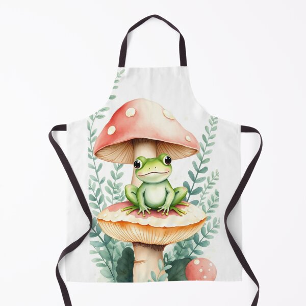 Item preview, Cute Green Frog Between Watercolor Mushrooms designed and sold by Vida e Arte.