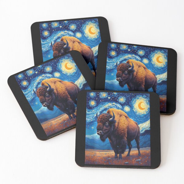 Item preview, Van Gogh's Starry Night Bison American Buffalo Animal Lovers  designed and sold by Littermin.