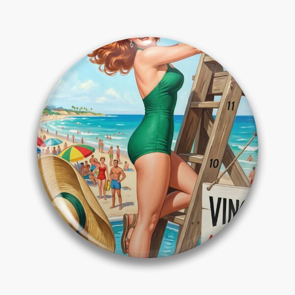 Item preview, 1950s Vintage Summer Beach Babe Pin-Up Poster designed and sold by Vincent-68.