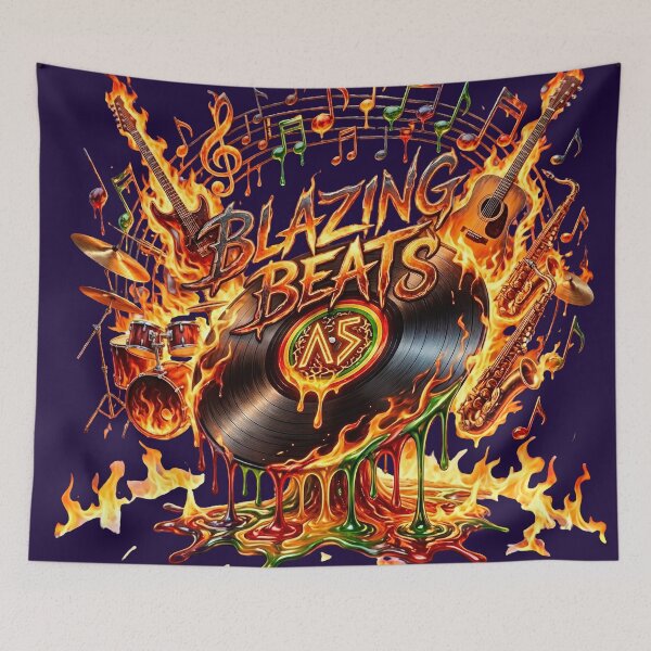 Item preview, Blazing Beats Melting Vinyl Record Flaming Music Art designed and sold by digitalbob60.