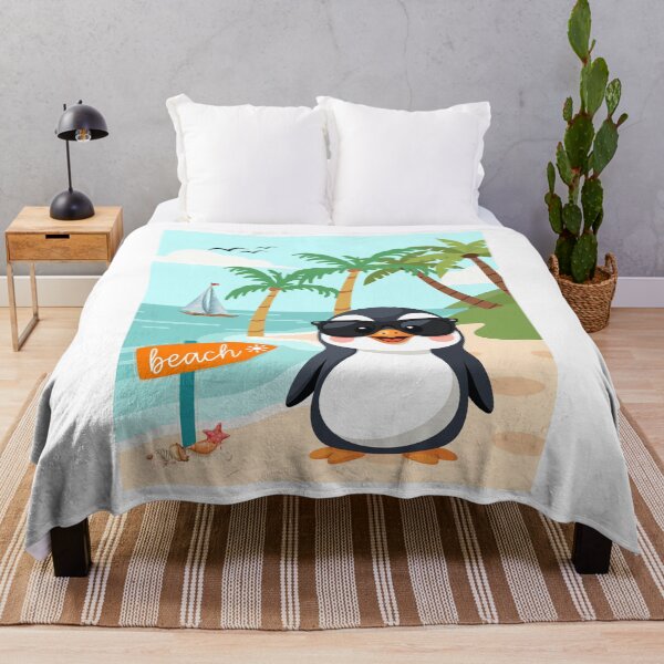 Item preview, Funny penguin meets beach vacation designed and sold by PureHopeStudio.