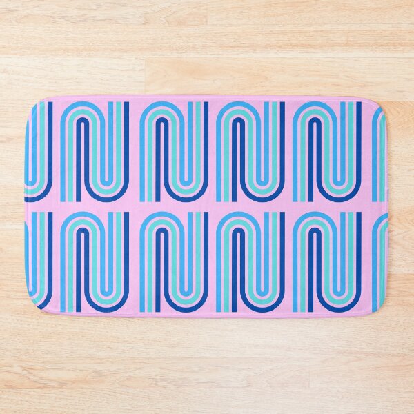 Item preview, Seventies vintage bending lines in blues and pink designed and sold by BritishDelights.