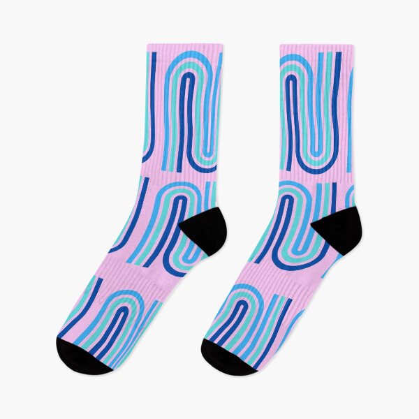 Item preview, Seventies vintage bending lines in blues and pink designed and sold by BritishDelights.