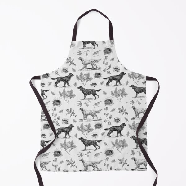 Item preview, Setter Dogs in the Field with Birds and Wild Plants Vintage Botanical Illustrations Toile Pattern - Black and White designed and sold by CanisArt.