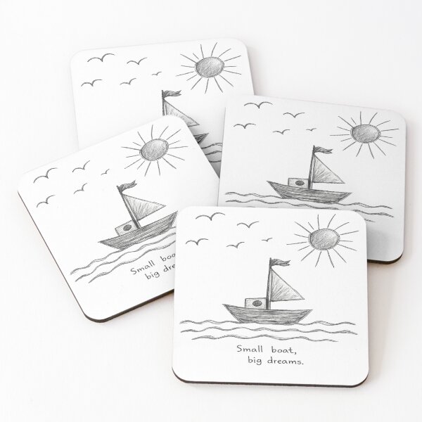Item preview, Small Boat Big Dreams – Childlike Pencil Sketch designed and sold by XxZainStylexX.