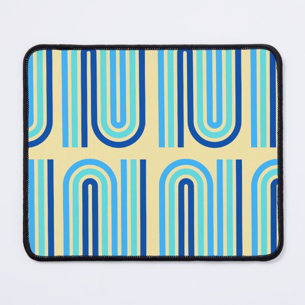 Item preview, Seventies vintage bending lines in blues and butter yellow designed and sold by BritishDelights.
