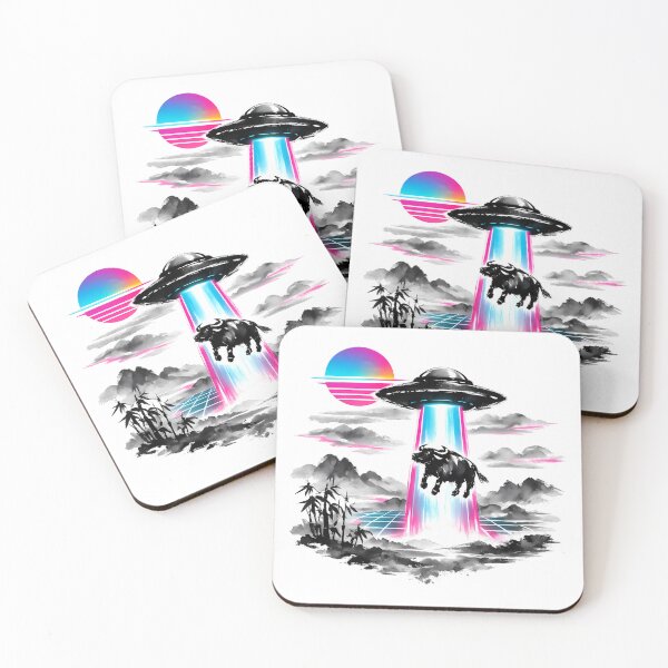 Item preview, Synthwave Alien Abduction Sumi‑e designed and sold by KungPowUnicorn.