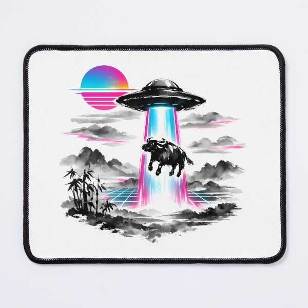Item preview, Synthwave Alien Abduction Sumi‑e designed and sold by KungPowUnicorn.